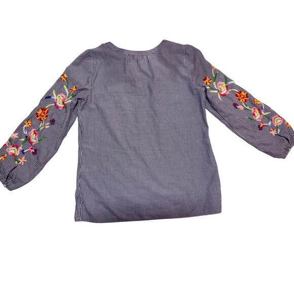 talbots striped embroidered sleeve blouse size S - Picture 4 of 6